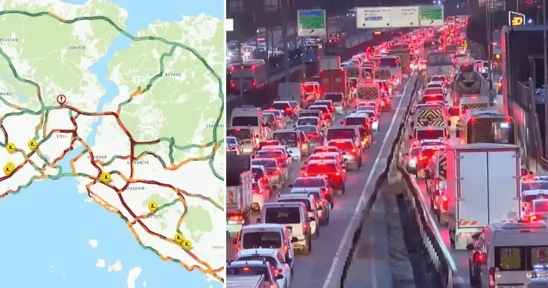 Yoğunluk yüzde 90 a ulaştı: Trafik durma noktasına geldi, araçlar güçlükle ilerliyor İstanbul Haberleri