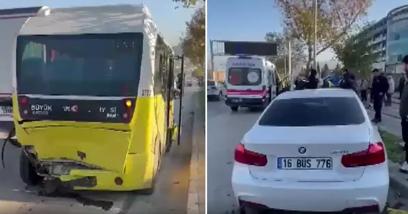 Sürücülerinin yarıştığı 2 otomobil, belediye otobüsü ile çarpıştı; 14 yaralı