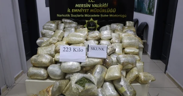 Mersin de 223 kilogram skunk maddesi ele geçirildi Mersin Haberleri