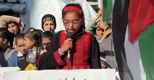 Gazzeli öğretmen ve öğrenciler prefabrik sınıf talebiyle gösteri düzenledi VİDEO İZLE