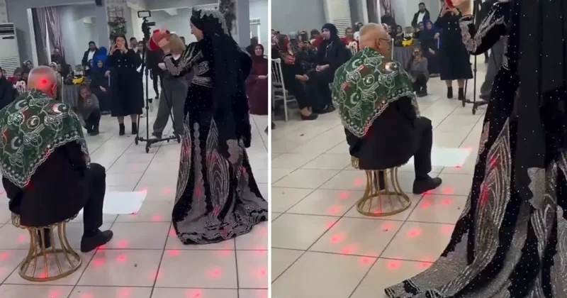 Kına gecesindeki görüntü olay oldu: Herkes yaş farkına takılıyor