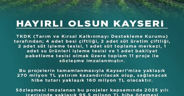 Kayseri ye 270 milyon TL lik 11 proje müjdesi Kayseri Haberleri