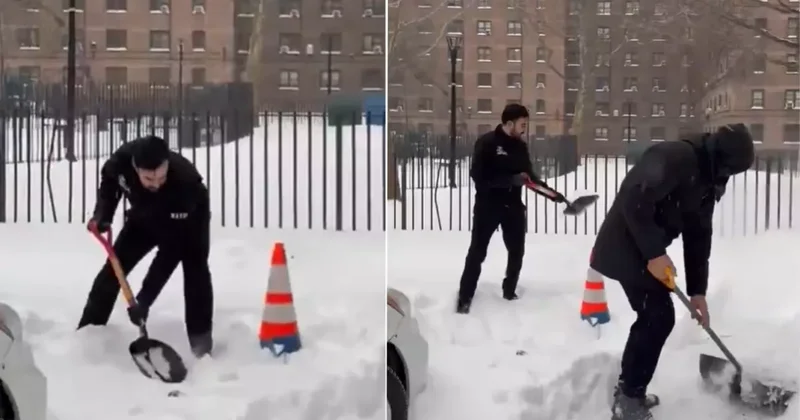 New York Belediye Başkanı Mamdani, kar küreme çalışmalarına katıldı