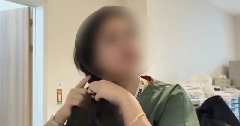 Suriye de yaşananlara tepki için saç örme akımına katılan hemşire gözaltına alındı