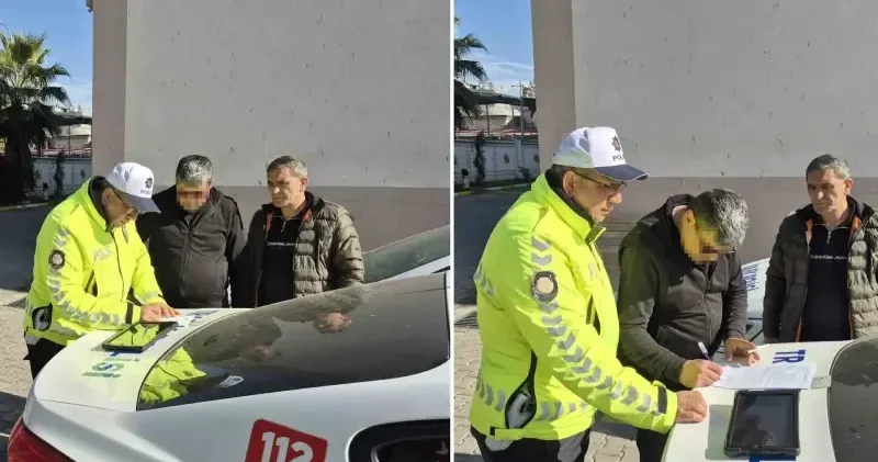 Kaskla servis aracının camını kıran motosikletlinin ehliyetine el konuldu Adana Haberleri