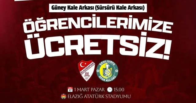 Elazığspor dan 17 Yaş altı taraftarlara ücretsiz bilet Elazığ Haberleri