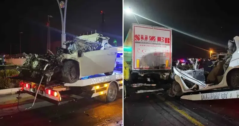 Niğde de ölümlü feci kaza: Otomobil yarıya kadar tırın altına girdi Niğde Haberleri