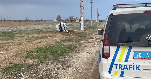 Karaman da otomobil devrildi: Araçtaki 5 kişi kazayı burnu bile kanamadan atlattı Karaman Haberleri