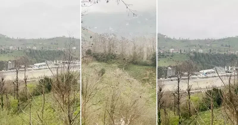 Rize de gökyüzünde süzülen şahin sürüsü kamerada