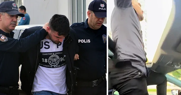 Trafikte pes dedirten görüntü! Ehliyetine el konuldu, akıl hastanesine ne sevk edildi