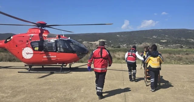 Gökçeada da rahatsızlanan hasta helikopter ambulansla Çanakkale ye sevk edildi Çanakkale Haberleri