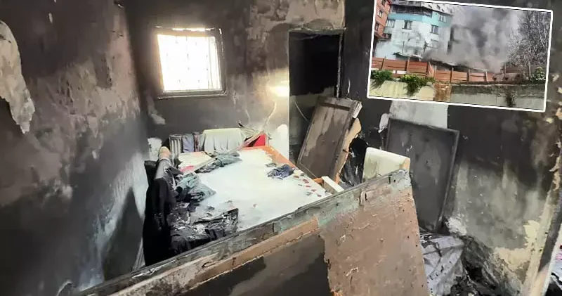 Kağıthane’de yangından son anda kurtulan kadın Evim gitti diyerek ağladı