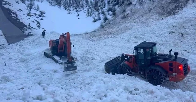 Şırnak ta ekipler, çığ nedeni ile kapanan köy yolunu açmak için seferber oldu Şırnak Haberleri