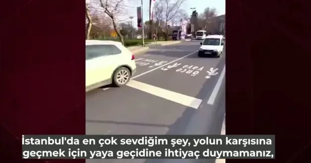 Yabancı turistin İstanbul da yaya geçidini kullanamaması sosyal medyada gündem oldu