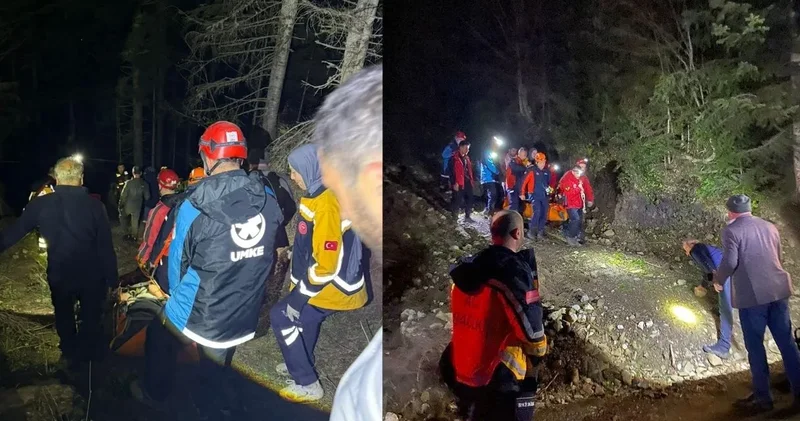 Yuvarlanıp kayalıklara sıkışan genç kurtarıldı