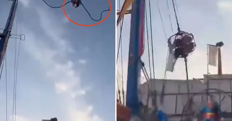 İspanya da lunaparkta dev sapan olarak bilinen oyuncağın halatı koptu: 4 yaralı