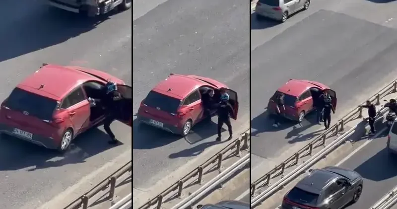 Çekmeköy’de tekmeli yol verme kavgası kamerada