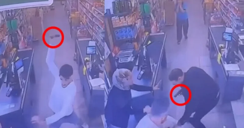İstanbul da zincir markette dehşet anları! Personel bıçak, müşteri silah çekti Sözcü Gazetesi
