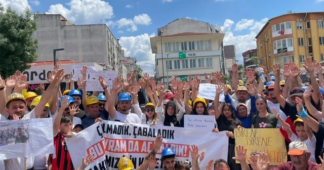 Maaşlarını alamadıklarını iddia eden madenciler aileleriyle yürüdü Edirne Haberleri