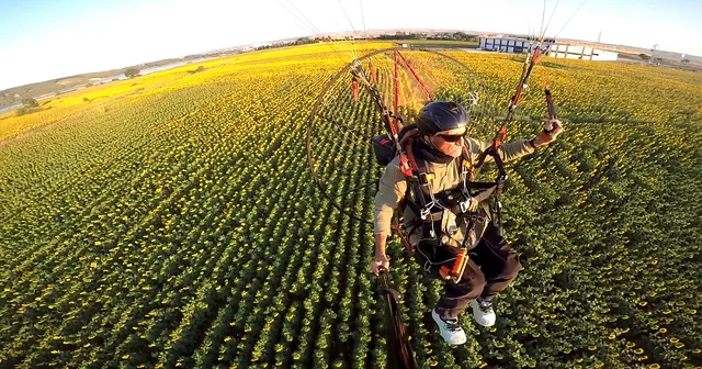 Edirne nin sarı gelin i ayçiçeği tarlaları üzerinde paramotorla uçtu Edirne Haberleri Habertürk Yerel Haberler