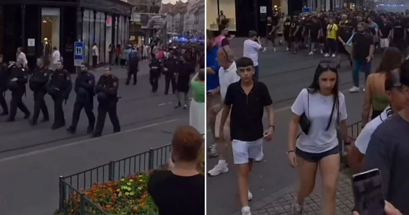 Fener taraftarı Fransa sokaklarını inletti! Polis etten duvar ördü