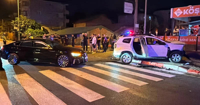 Bartın da otomobil ile polis aracı çarpıştı