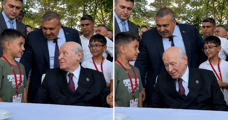 Ahlat’ta çocuklarla bir araya gelen Bahçeli den adını öğrendiği çocuğa anlamlı nasihat