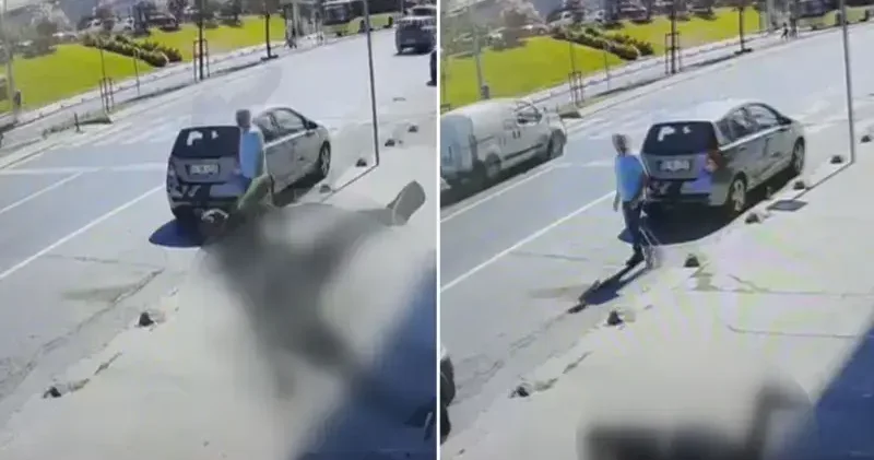 Sultangazi de işçinin 3 üncü kattan düştüğü anlar kamerada