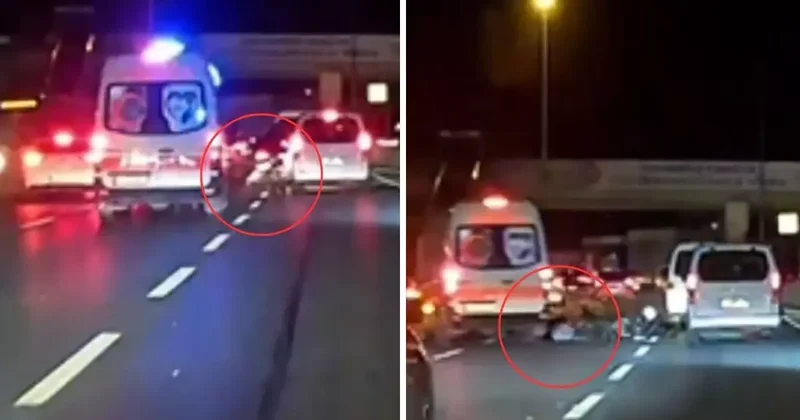 Dehşet anları! Otomobile çarpıp savruldu, üzerinden ambulans geçti