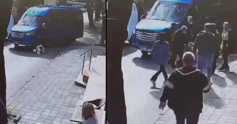 Maltepe’de minibüsün çarptığı yaya yaralandı; Kaza kamerada