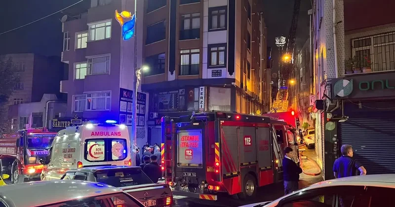 Esenler’de 5 katlı binanın çatısı alev alev yandı