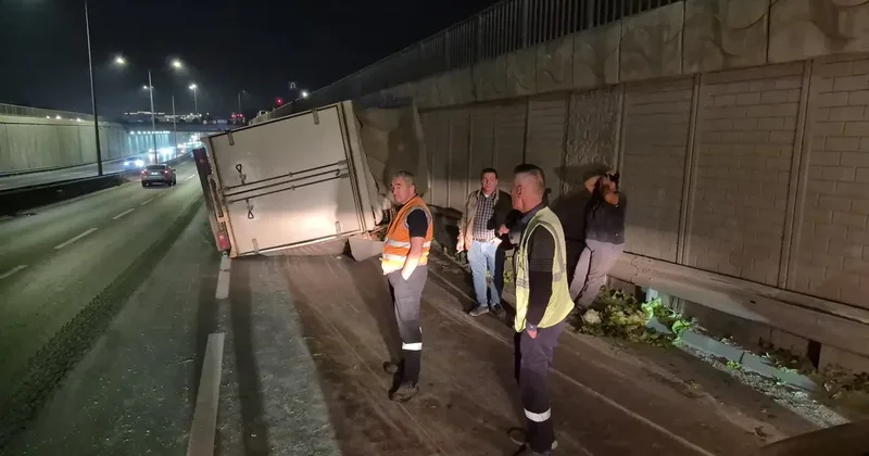 Marul yüklü kamyonet yan yattı! Marullar yola saçıldı
