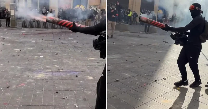 Kendi yaptığı roket düzeneğiyle polise havai fişek attı