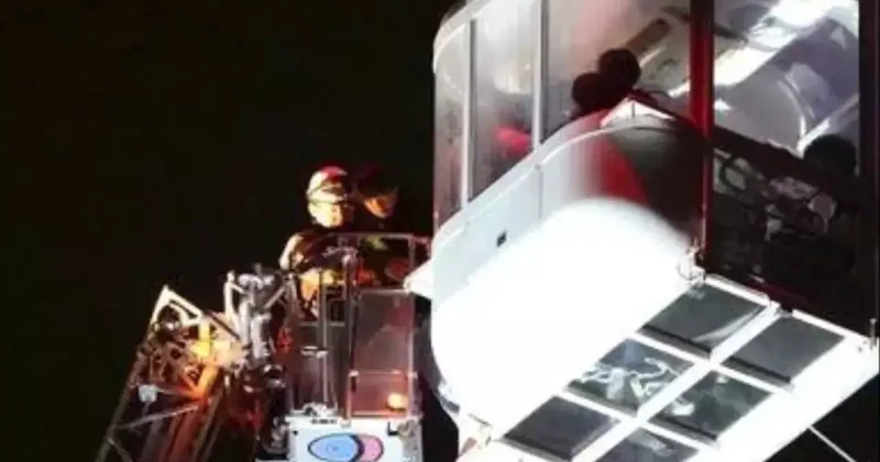 Japonya da 123 metrelik kabus! Korku dolu 9 saat...20 kişi 123 metrede asılı kaldı!