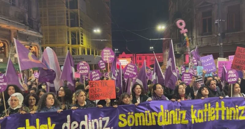 Taksim de kadına şiddete karşı yürüyüş Son dakika haberleri