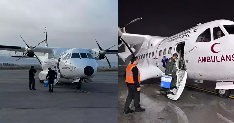 Askeri ambulans uçak ile Antalya dan Erzurum a karaciğer grefti ulaştırıldı