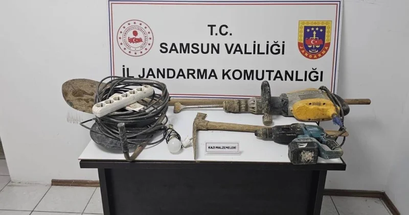 Samsun da kaçak kazı yapan 7 kişiye suçüstü