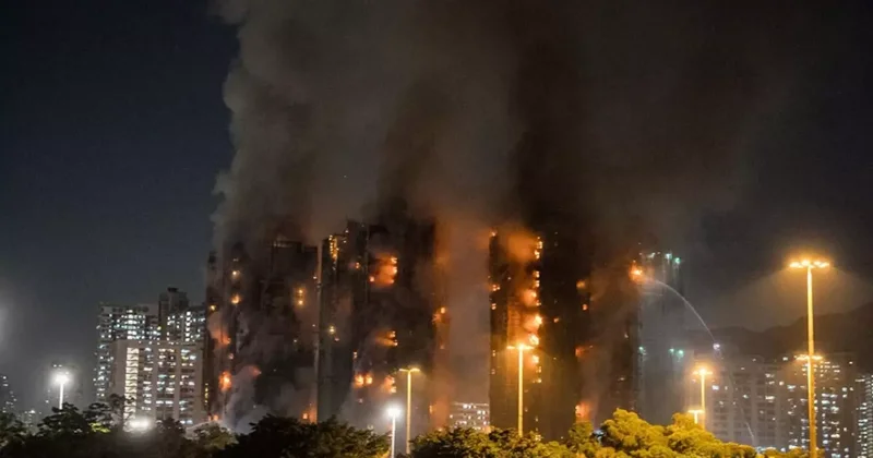 Hong Kong daki yangın faciasından gelen görüntüler korkunç