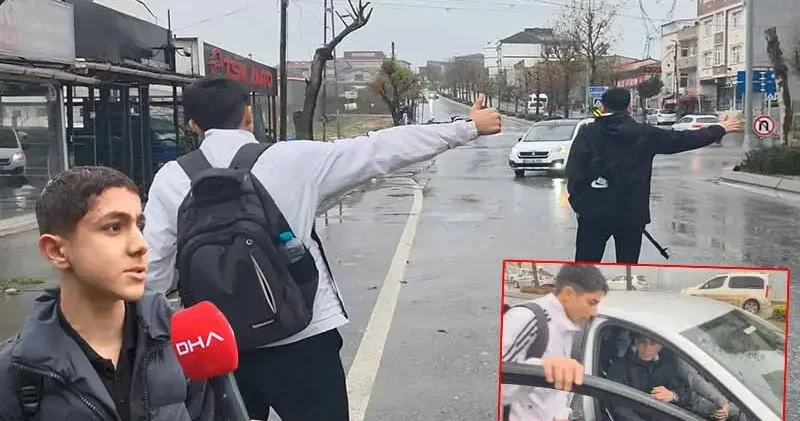 Arnavutköy de okul çıkışı otostopla eve giden öğrencilerden otobüs seferlerinin artırılması talebi