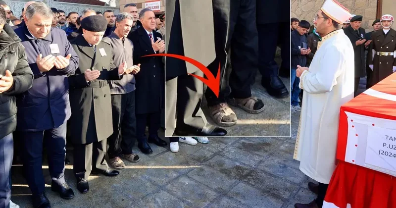 Şehit cenazesinde acılı babanın terlikli hali görenleri kahretti