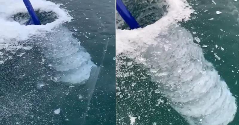Baykal Gölü nde görsel şölen: Metrelerce derinliğe inen buz tabakası hayran bıraktı