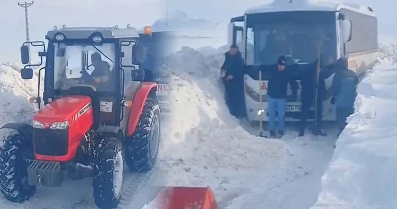 Kara saplanan yolcu otobüsünü köylüler kurtardı!