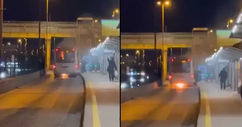 Üsküdar da metrobüste çıkan yangın kamerada