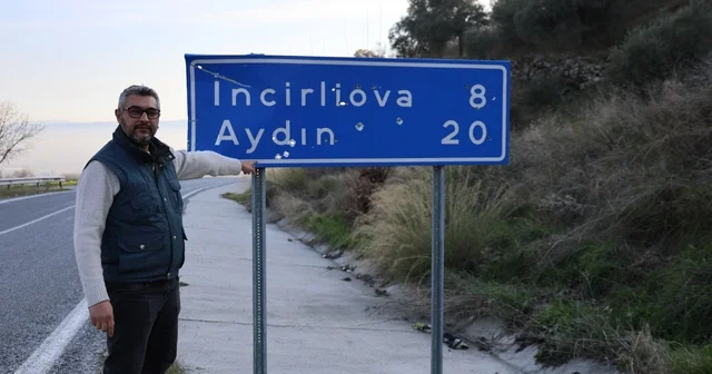 Aydın da trafik levhaları kurşunların hedefi oldu Yol gösteren tabelalar hedef tahtasına dönüştü Aydın Haberleri