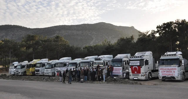 Mersin Silifkeli kamyonculardan taşeron tepkisi Mersin Haberleri