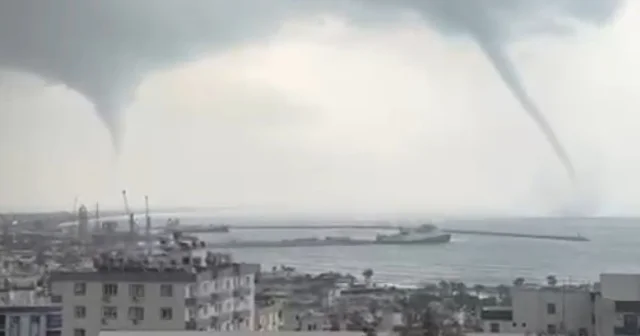 Silifke açıklarında oluşan 2 hortum kamerada Mersin Haberleri