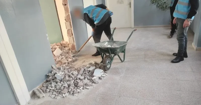 Yükümlüler, İsmet İnönü İlkokulu’nu temizledi