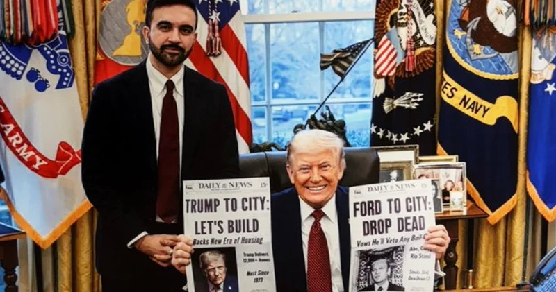 Mamdani Trump görüşmesinde dikkat çeken detay: Sahte başlıklı gazete hediye etti Dış Haberler