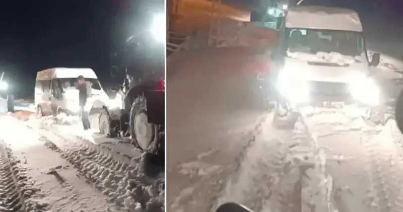 Kars’ta minibüs kara saplandı: Mahsur kalan vatandaşlar kurtarıldı Kars Haberleri