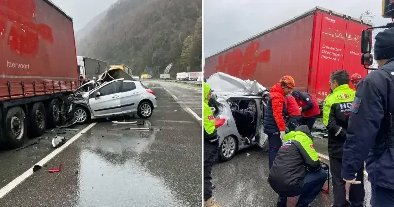 Artvin de park halindeki tıra çarpan otomobildeki 2 kişi öldü Artvin Haberleri